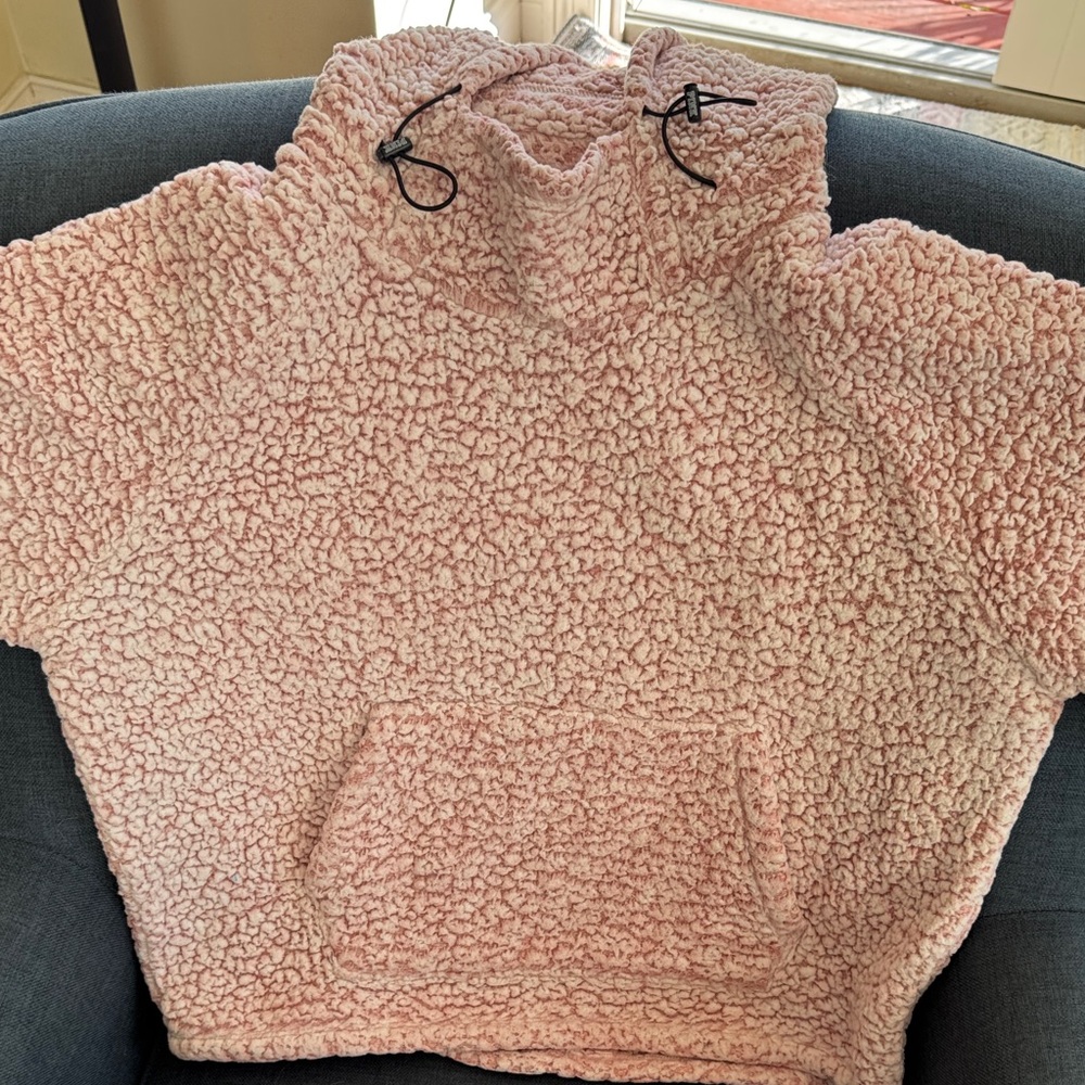 PINK Victoria's Secret Soft light Pink marled Sherpa Cowl Neck Sweater